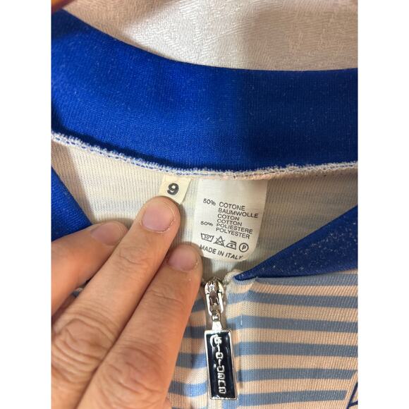 Giordana Cycling Jacket Jersey 9 Made in Italy Blue White Stripes - Picture 8 of 12